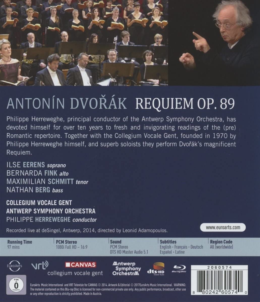 Philippe Herreweghe – Antonin Dvorak: Requiem Op. 89 Disc) [2017] [Region] [Blu-ray]