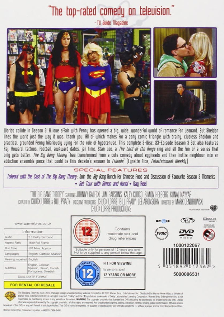 The Big Bang Theory: Season 3 [2007] [2010] - Mystery/Thriller [DVD]