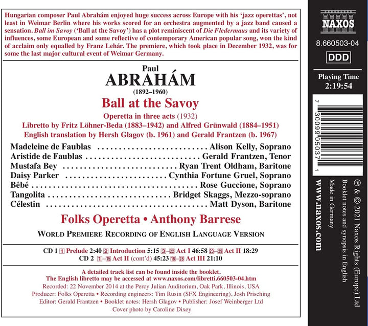 Alison Kelly – Abraham: Ball At The Savoy [Verschiedene] [Naxos: 8660503-04] [Audio CD]