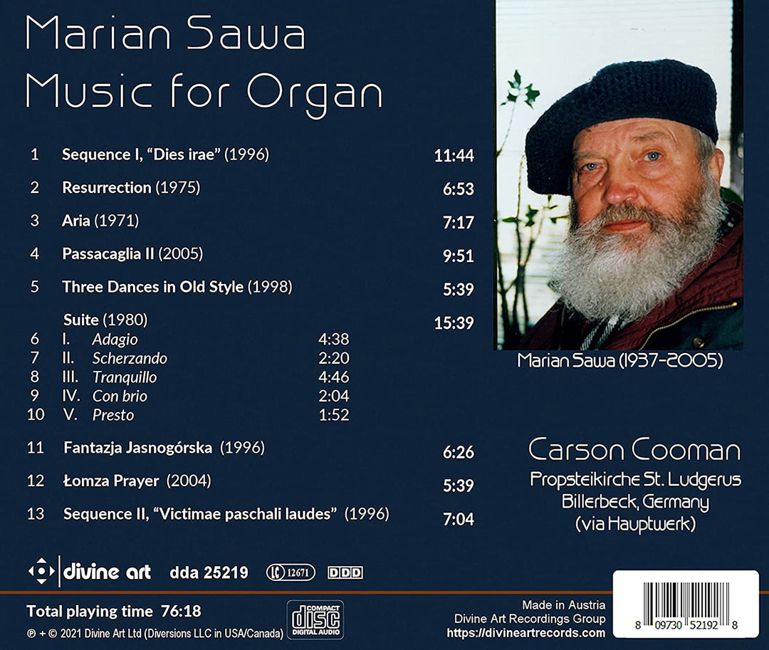 Carson Cooman – Sawa: Musik für Orgel [Divine Art: DDA25219] [Audio-CD]