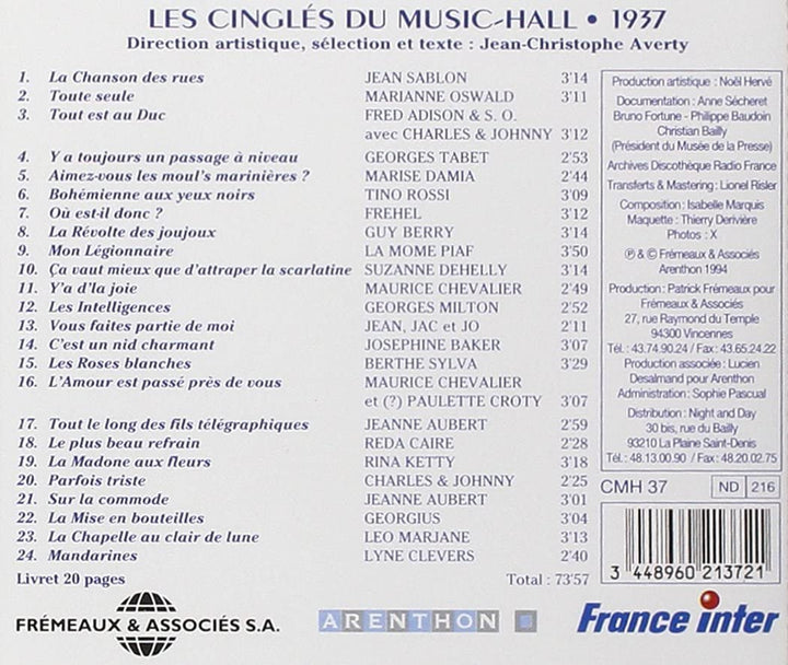 Jean-Christophe Averty – Les Cingles Du Music Hall: 1937 [Audio-CD]