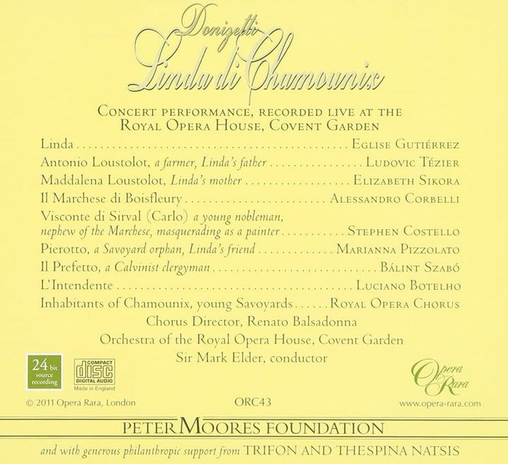 Donizetti: Linda di Chamounix [Audio-CD]