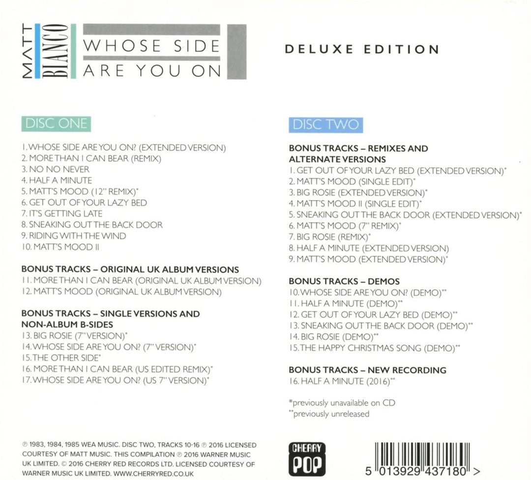 Matt Bianco – Whose Side Are You On: Deluxe Edition (Jewel Case) [Audio-CD]