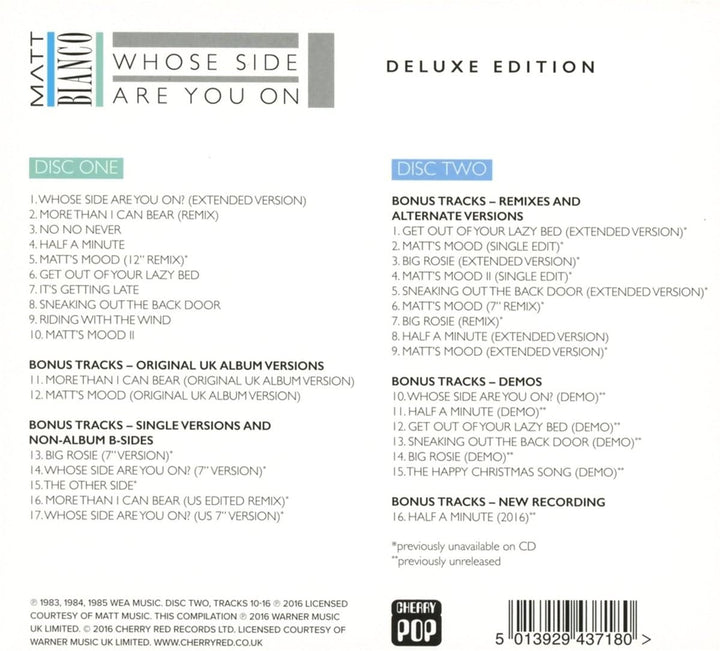 Matt Bianco – Whose Side Are You On: Deluxe Edition (Jewel Case) [Audio-CD]