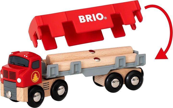 BRIO World Lumber Truck für Kinder ab 3 Jahren – kompatibel mit allen BRIO Eisenbahnsets und Zubehör