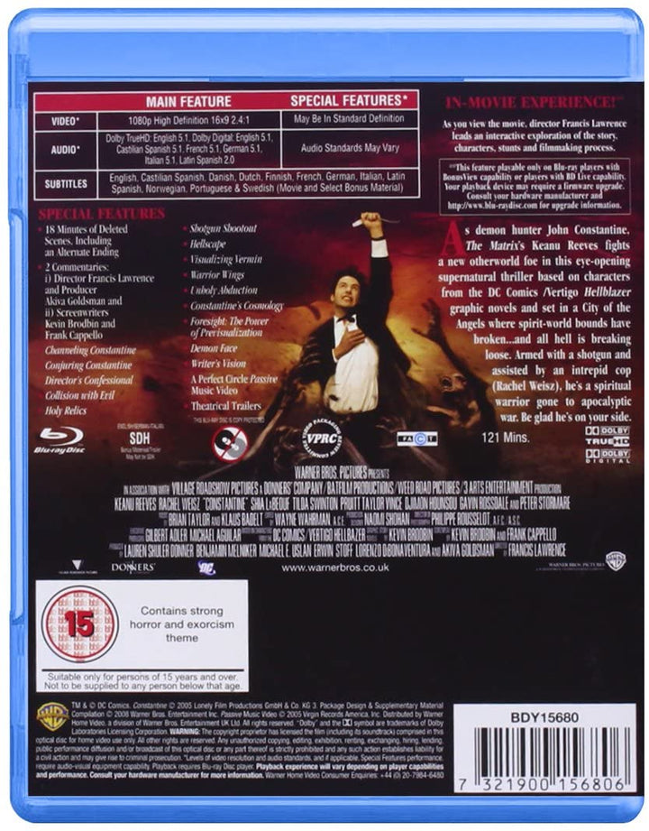 Constantine [2005] [Region Free] – Horror/Fantasy [Blu-ray]