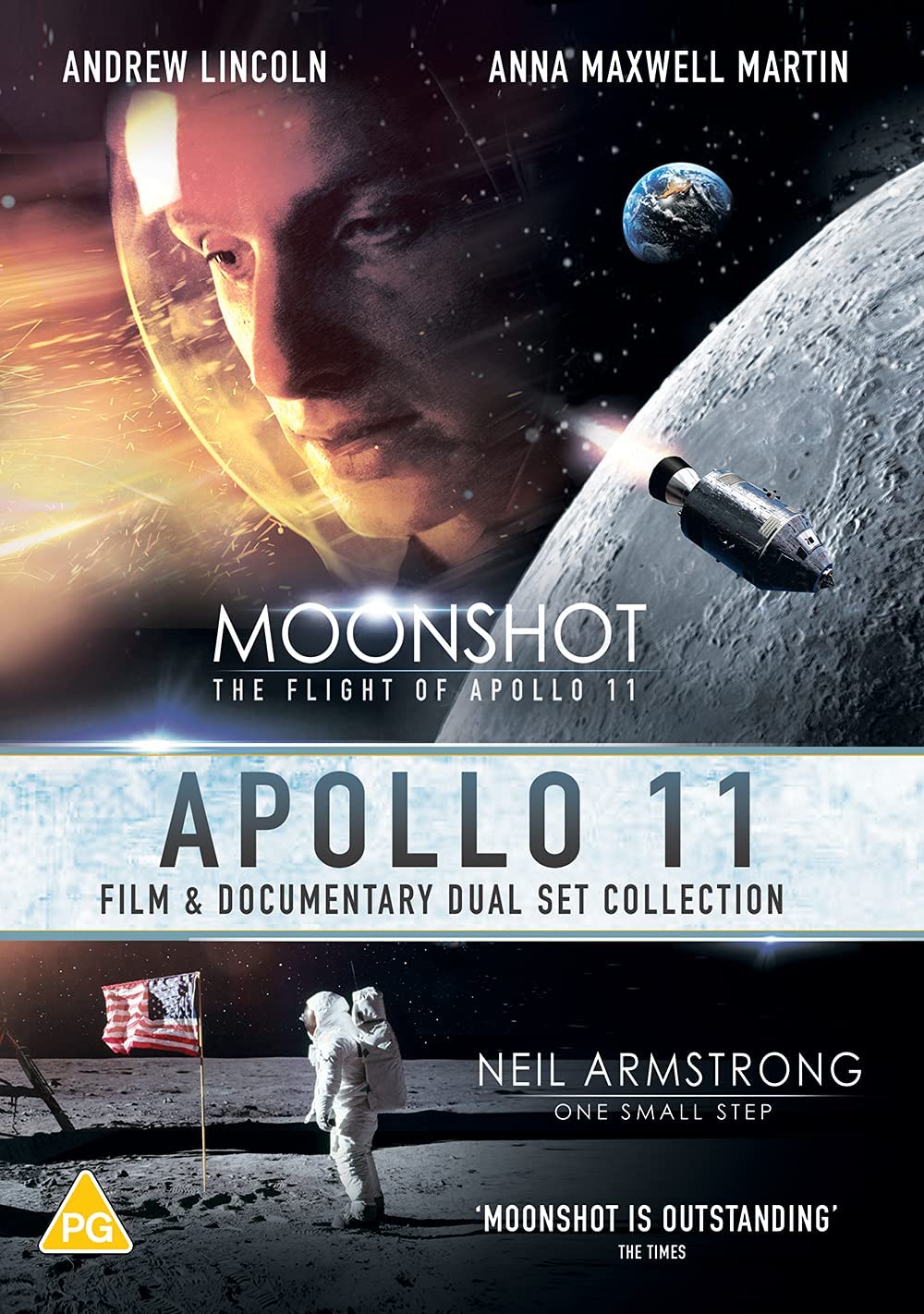 Apollo 11 – Dual Set Collection (Film – Moonshot des Fluges von Apollo 11 mit Andrew Lincoln in der Hauptrolle plus zusätzlicher Dokumentarfilm – Neil Armstrong „One small step“.) – [DVD]