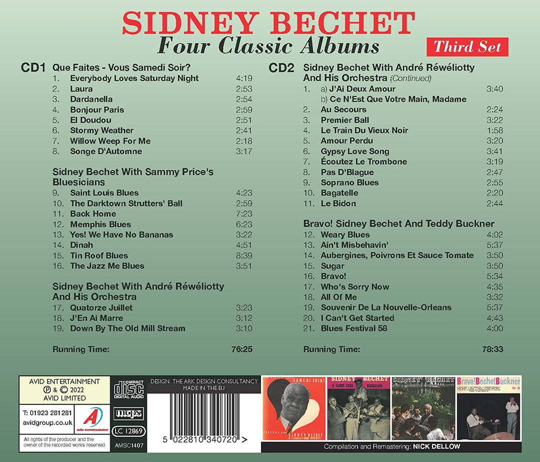 Sidney Bechet – Vier klassische Alben (Que Faites – Vous Samedi Soir? / Sidney Bechet mit Sammy Price's Bluesicians / Sidney Bechet mit Andre Reweliotty und seinem Orchester / Bravo! Sidney Bechet und Teddy Buckner) [Audio-CD]