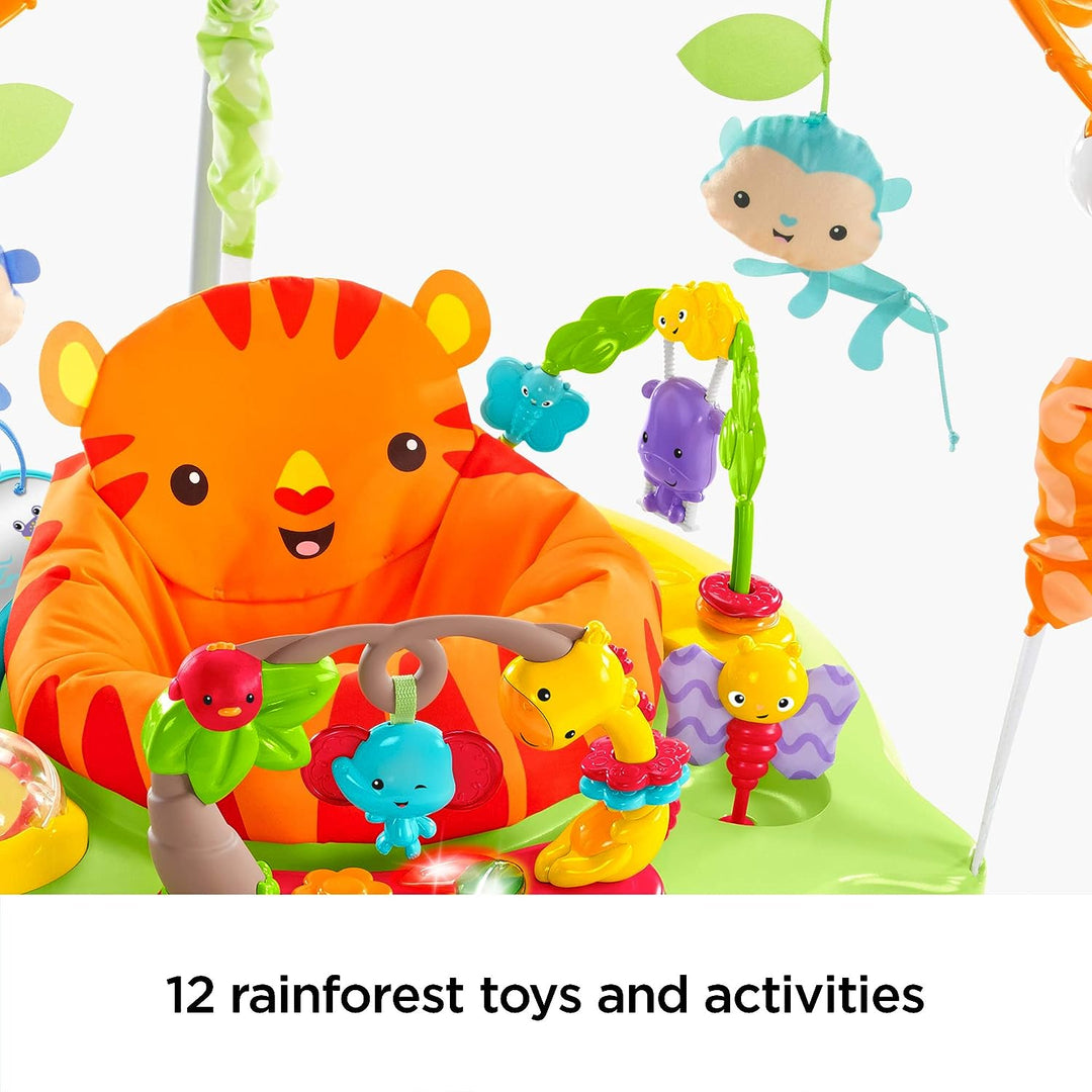 Fisher-Price Roarin' Rainforest Jumperoo, Aktivitätszentrum für Kleinkinder mit Musik, Lichtern und Geräuschen