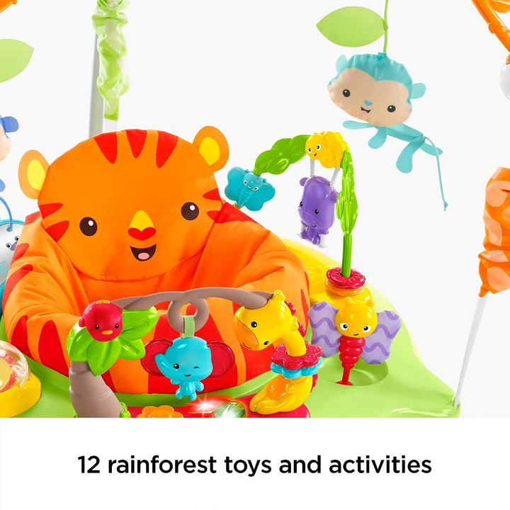 Fisher-Price Roarin' Rainforest Jumperoo, Aktivitätszentrum für Kleinkinder mit Musik, Lichtern und Geräuschen