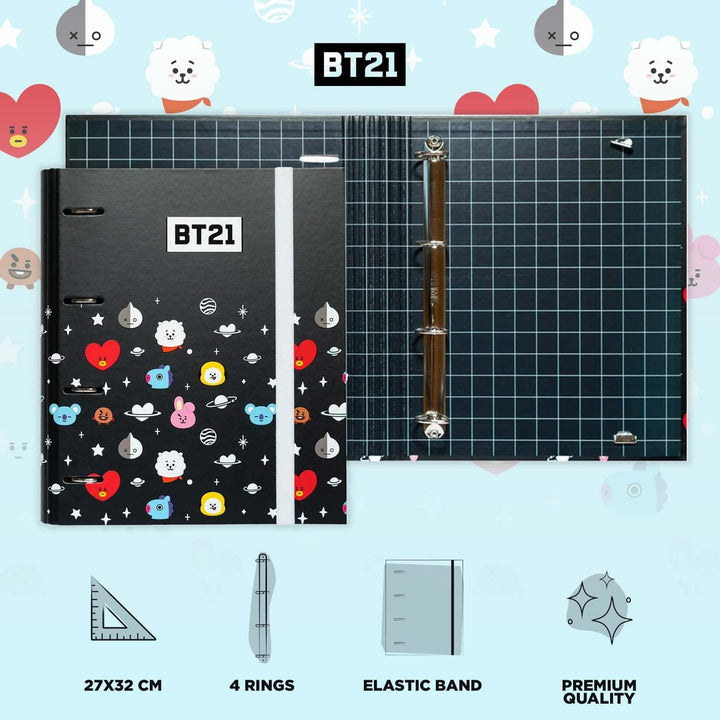 Grupo Erik BT21 Official Merchandise 4 Ring Binder - Premium A4 Folders Ring Binder