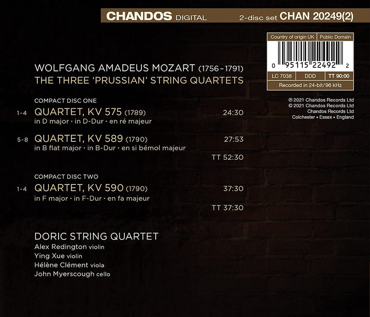 Mozart: Preußische Quartette [Dorisches Streichquartett] [Chandos Records: CHAN 20249(2)] [Audio-CD]