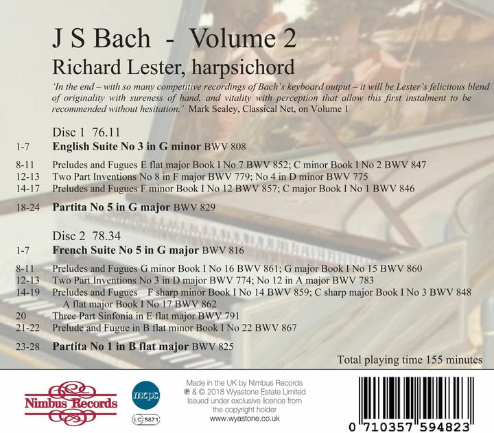 Bach: Werke für Cembalo, Bd. 2 [Audio-CD]