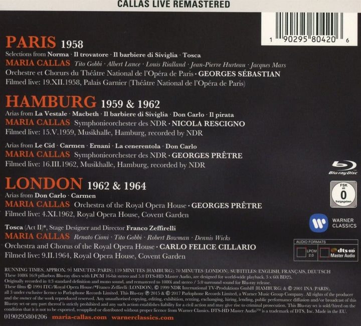 Callas Toujours, Paris 1958 / im Konzert, Hamburg 1959 &amp; 1962 / in Covent Garden, London 1962 &amp; 1964 [2017] [Blu-ray]