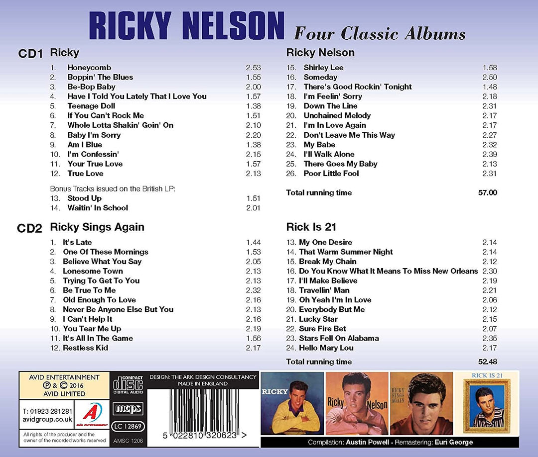 Four Classic Albums (Ricky / Ricky Nelson / Ricky Sings Again / Rick Is 21) - Ricky Nelson [Audio CD]
