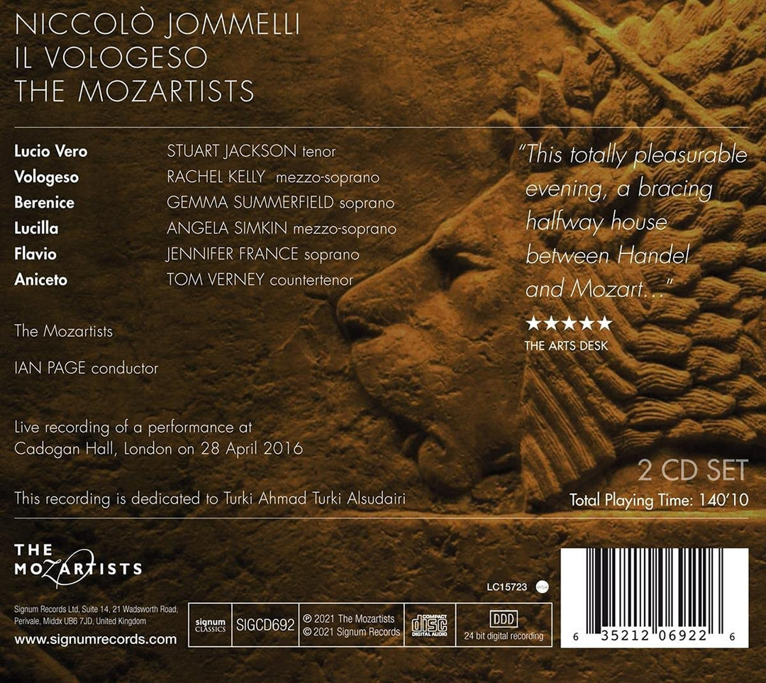 Mozartisten - Jommelli: Il Vologeso [Audio CD]