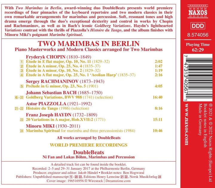 Bach: Two Marimbas In Berlin [DoubleBeats: Ni Fan und Lukas Böhm] [Naxos: 8574056] [Audio CD]