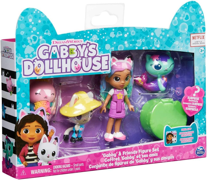 Gabby's Dollhouse 6065350 Friends-Set mit Regenbogen-Gabby-Puppe, Figuren und Surpr