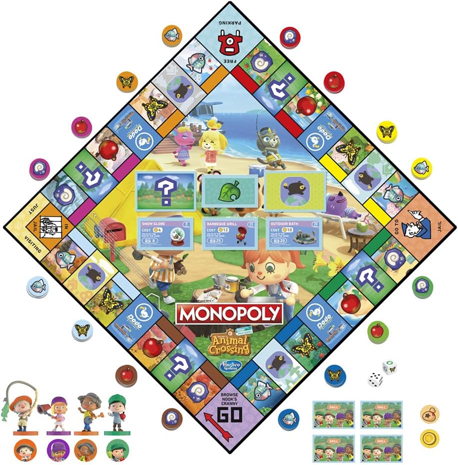 Monopoly Animal Crossing New Horizons Edition Brettspiel für Kinder ab 8 Jahren, unterhaltsames Spiel für 2–4 Spieler