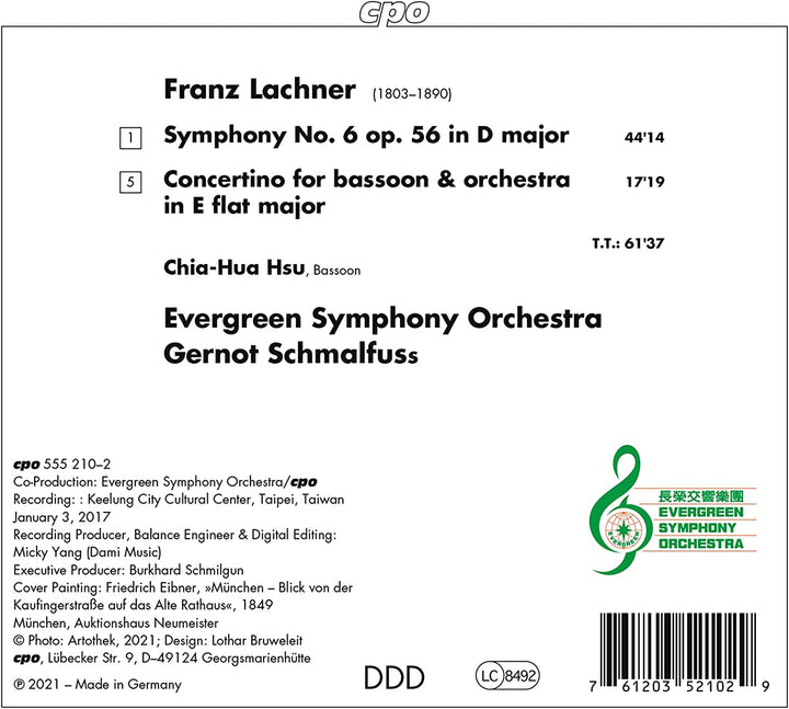 Lachner: Symphonie Nr. 6 [Chia-Hua Hsu; Evergreen Symphony Orchestra; Gernot Schm [Audio-CD]