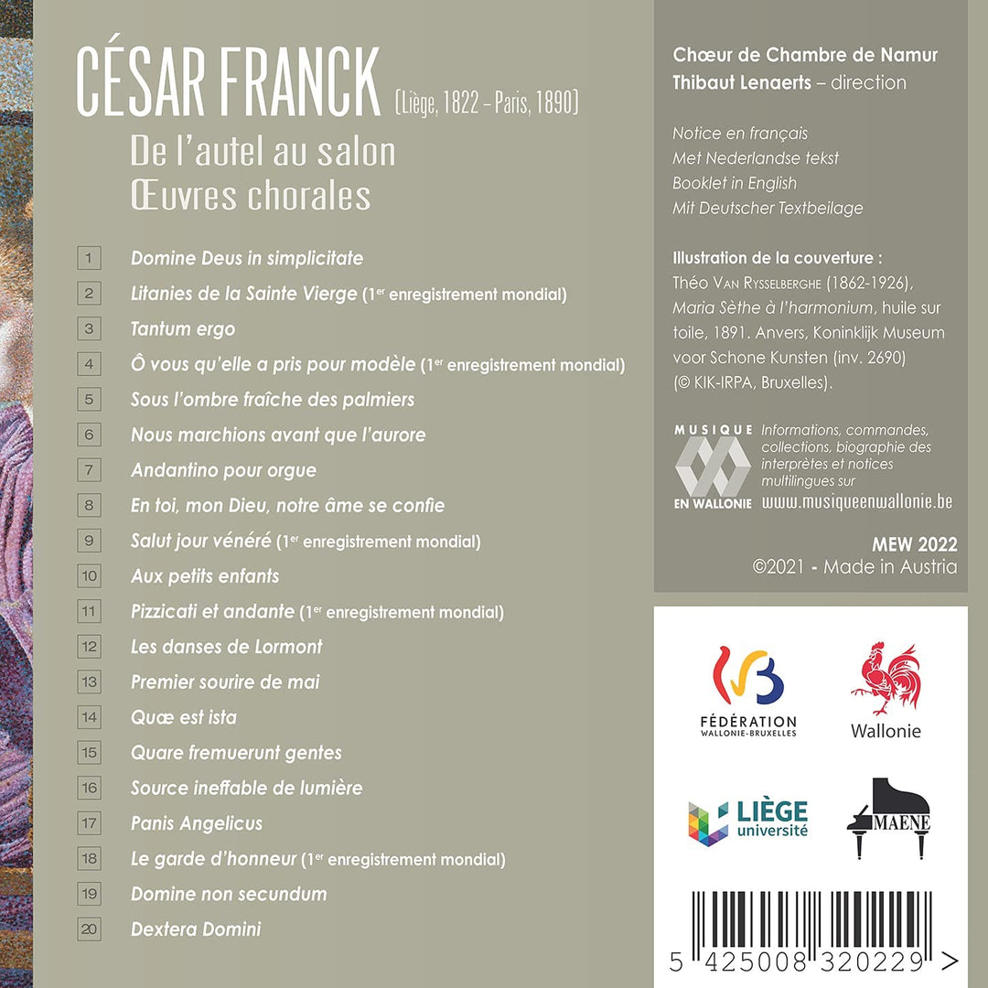 Chœur de Chambre de Namur - Franck: Vom Altar ins Wohnzimmer. Chorwerke [Audio-CD]