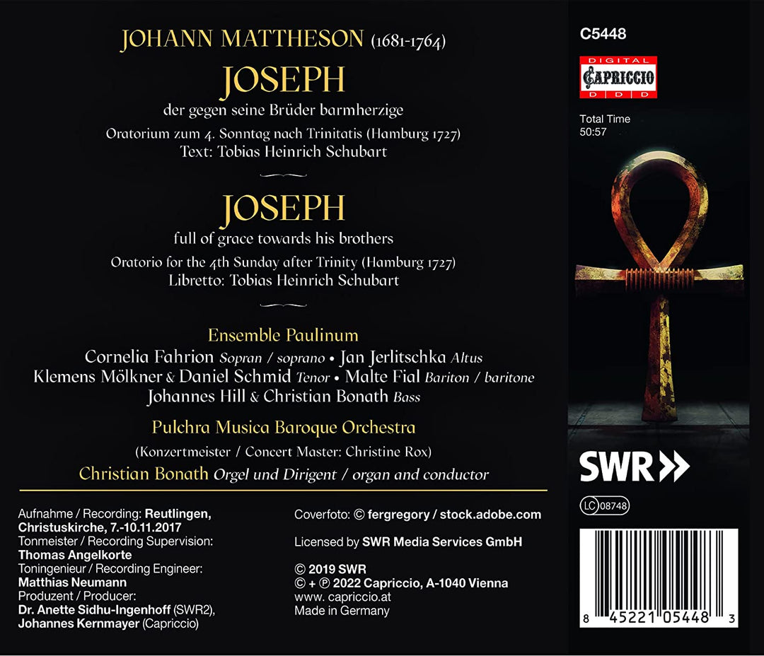 Mattheson: Joseph Oratorio [Verschiedenes] [Capriccio: C5448] [Audio CD]