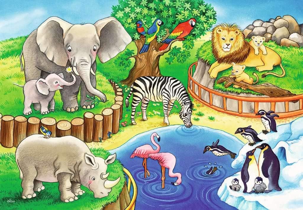 Ravensburger 76024 Puzzle „Tiere im Zoo“ (2 x 12-teilig)