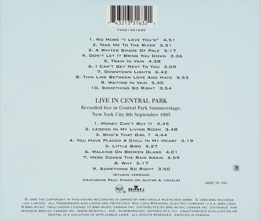 Annie Lennox- Medusa ... Live In Central Park [Audio CD]