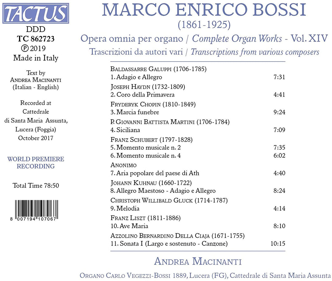 Bossi: Organ Works, Vol. 14 [Andrea Macinanti] [Tactus: TC 862723] [Audio CD]