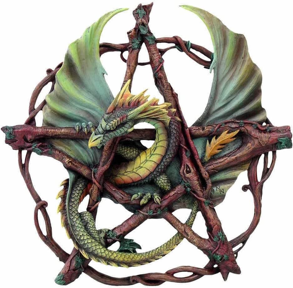 Nemesis Now Wald-Pentagramm-Drachen-Wandschild, 38 cm, Grün