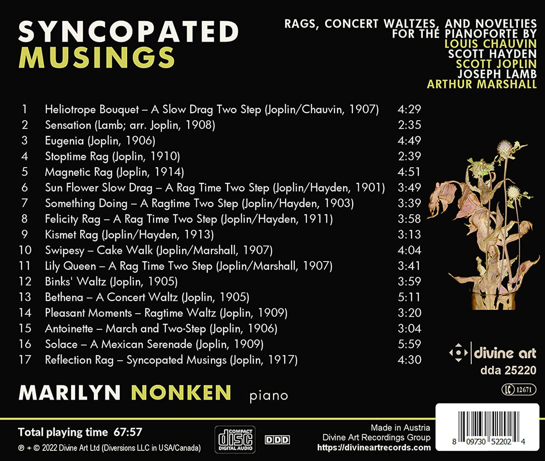 Synkopierte Musings [Marilyn Nonken] [Divine Art: DDA25220] [Audio CD]