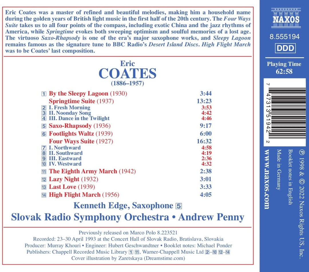 Coates: Springtime Suite [Sinfonieorchester des Slowakischen Rundfunks; Andrew Penny] [Naxos: [Audio CD]