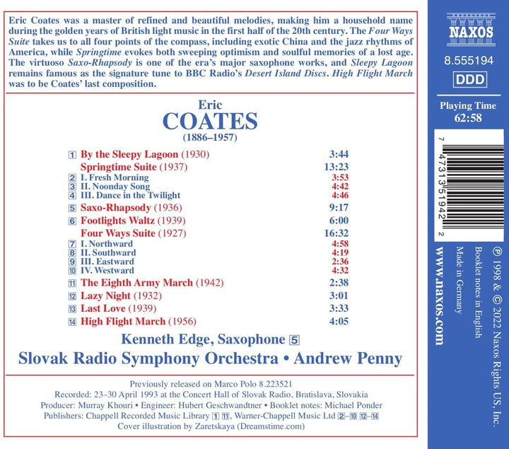 Coates: Springtime Suite [Sinfonieorchester des Slowakischen Rundfunks; Andrew Penny] [Naxos: [Audio CD]