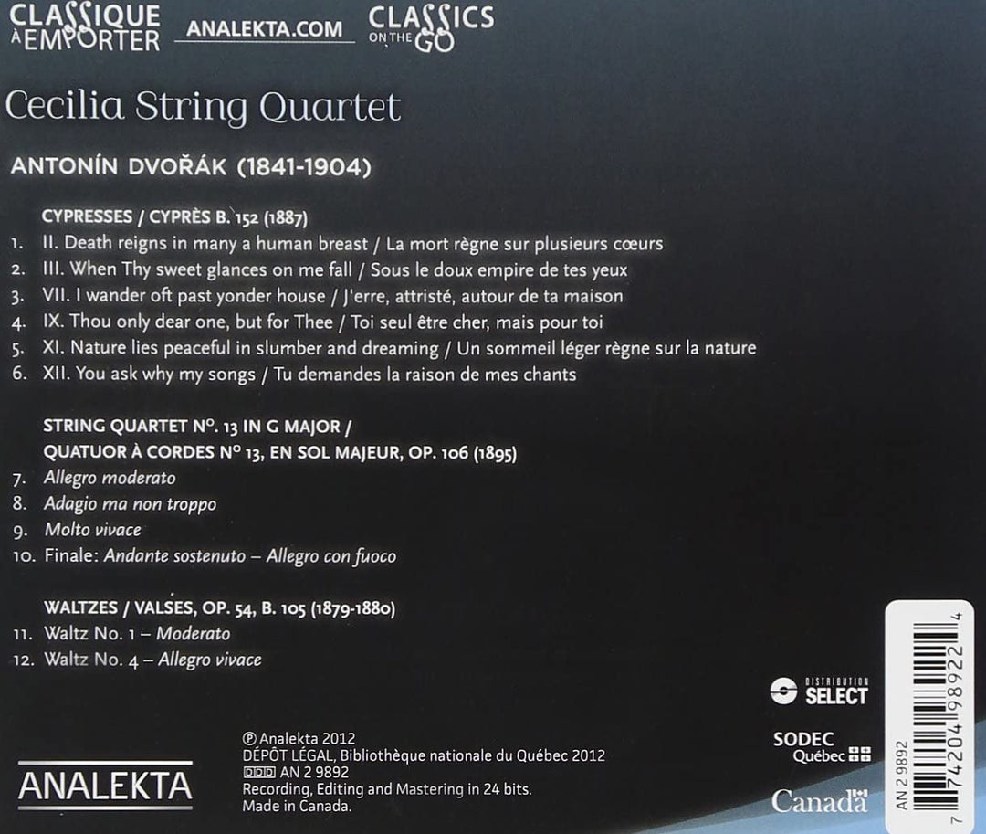 Cecilia String Quartet - Dvorak: Streichquartett 13, Zypressen, Walzer [Audio CD]