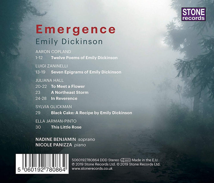 Emergence: Emily Dickinson [Nadine Benjamin; Nicole Panizza] [Stone Records: 5060192780864] [Audio CD]