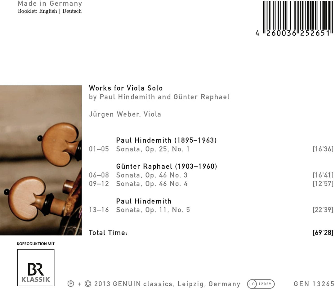 Hindemith/ Raphael: Works For Viola Soho [Jürgen Weber] [Genuin: GEN13265] [Audio CD]