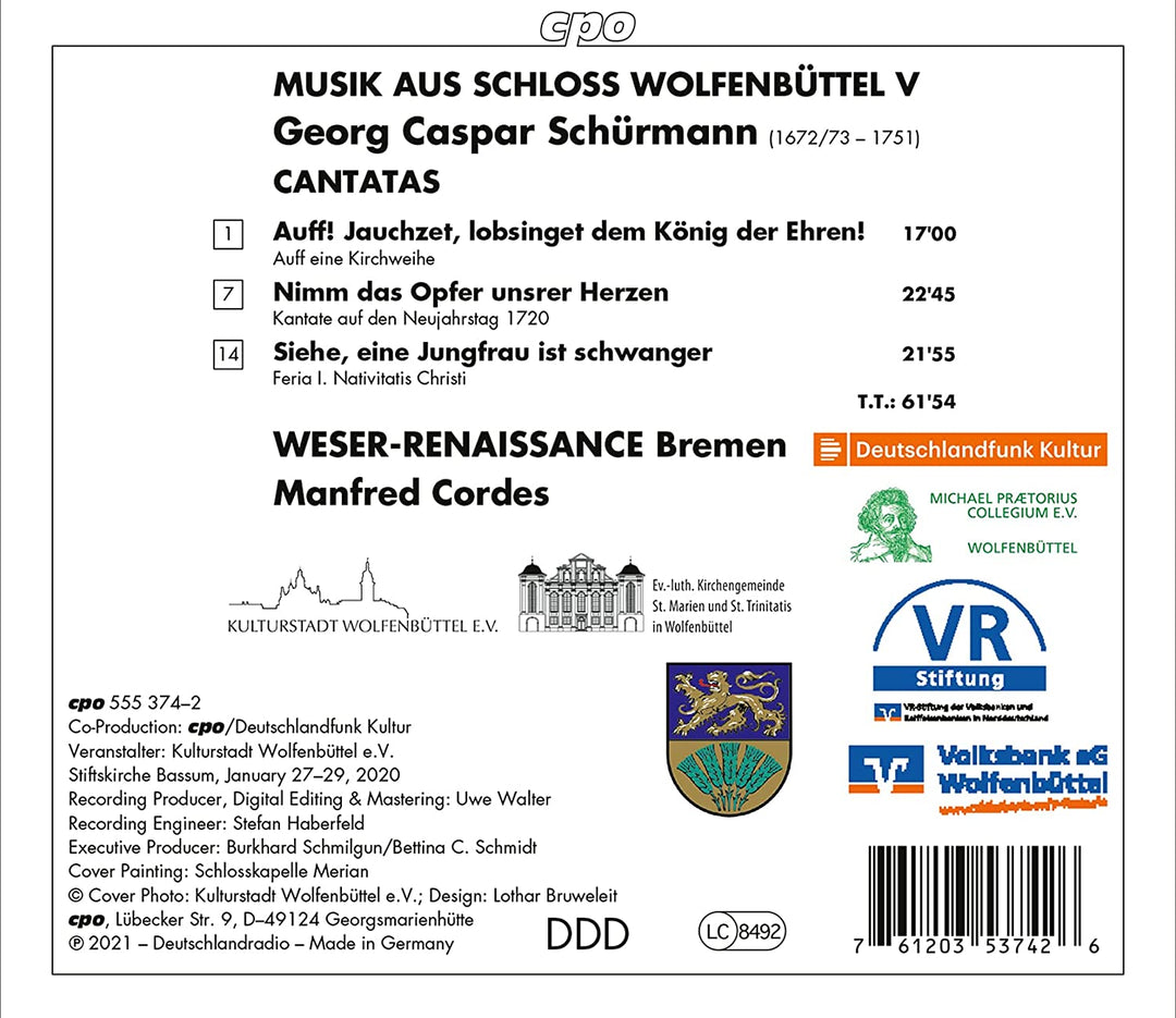 Musik aus dem Schloss, Band 4 [Weser-Renaissance Bremen; Manfred Cordes] [Cpo: 555374-2] [Audio CD]