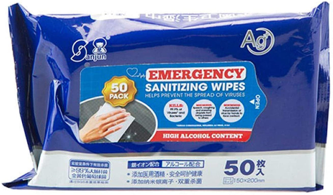 50 Pack Sanitising Wipes Home Kitchen Household Surface Cleaning Antibacterial Disposables