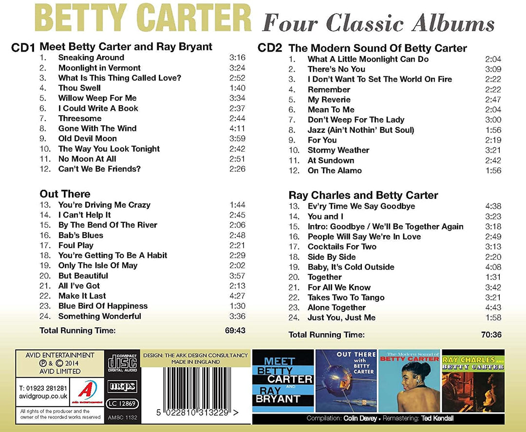 Vier klassische Alben (Meet Betty Carter And Ray Bryant / Out There / The Modern Sound Of Betty Carter / Ray Charles And Betty Carter) - Betty Carter [Audio CD]