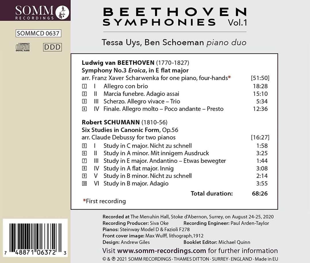 Beethoven: Sinfonien [Tessa Uys; Ben Schoeman] [Somm Recordings: SOMM 0637] [Audio CD]