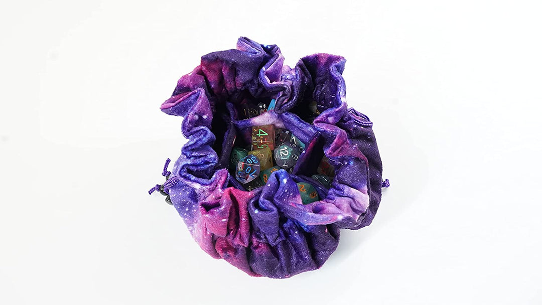 Metallic Dice Games Velvet Compartment Dice Bag with Pockets: Nebula