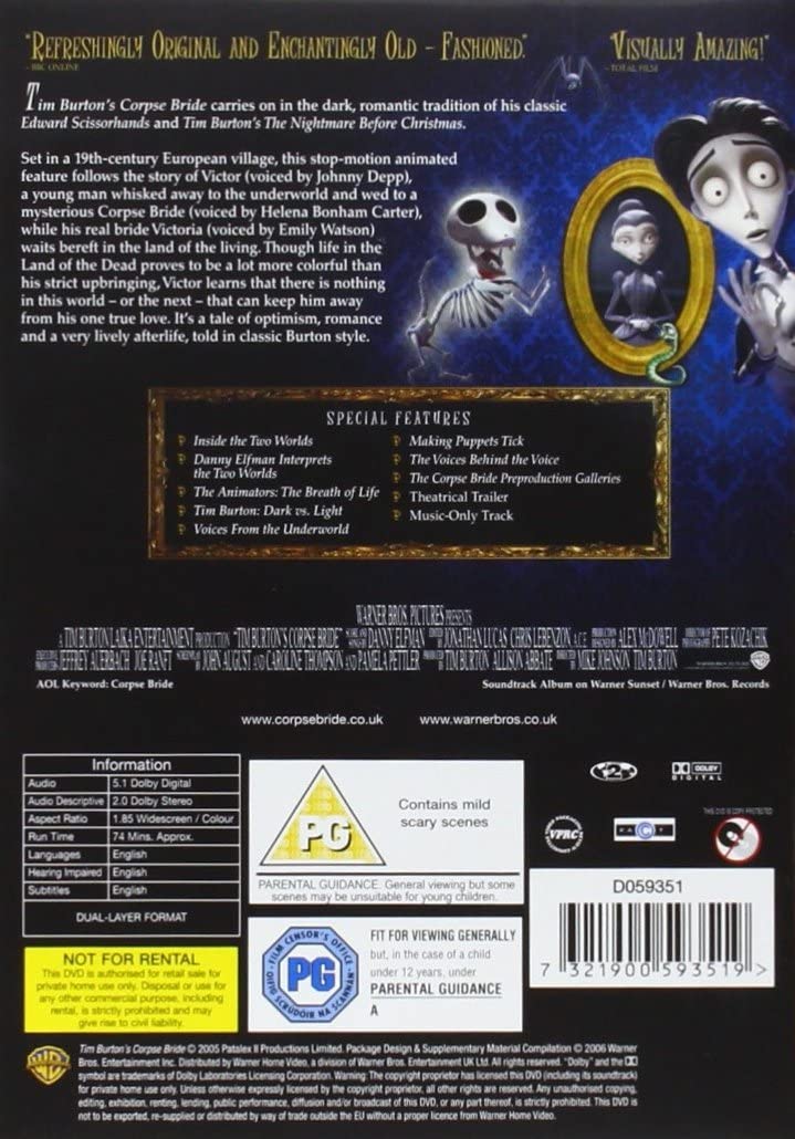 The Corpse Bride [2005] – Fantasy/Musical [DVD]