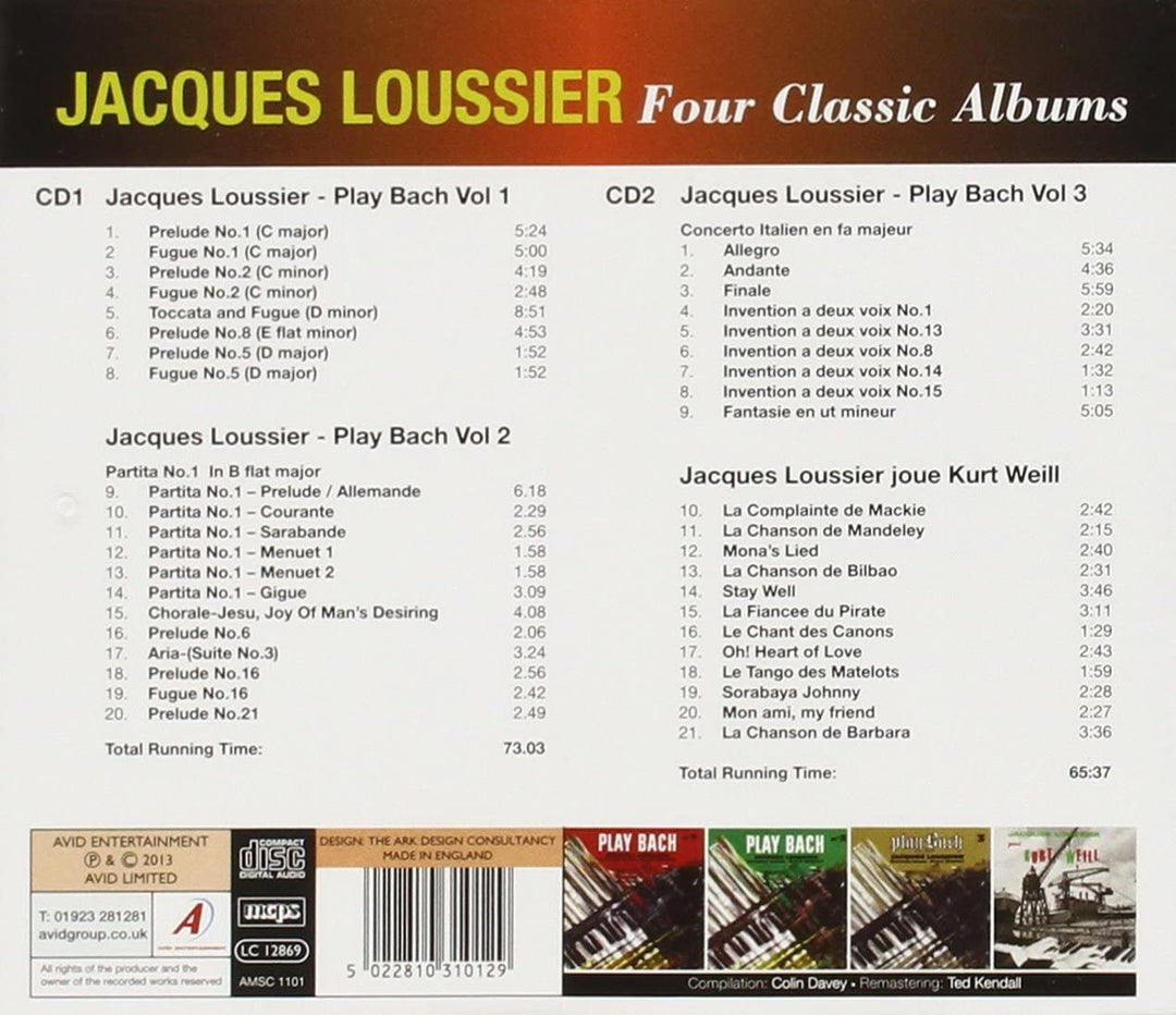 Vier klassische Alben (Play Bach Vol 1 / Play Bach Vol 2 / Play Bach Vol 3 / Jacques Loussier Joue Kurt Weill) - Jacques Loussier [Audio-CD]