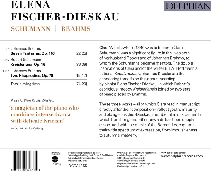 C Schumann, Brahms: Kreisleriana Op. 16; Sieben Fantasien Op. 116, Zwei Rhapsodien Op. 79 [Audio-CD]