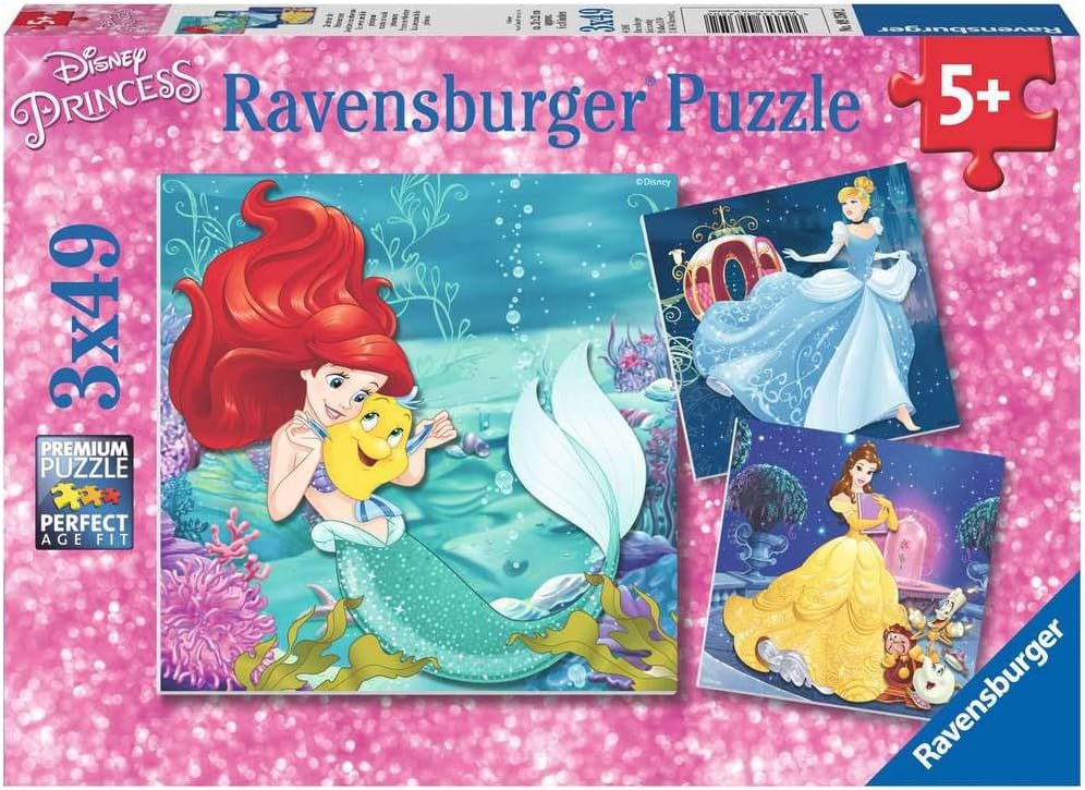 Ravensburger Disney Princess Adventure 3 x 49-teiliges Puzzle für Kinder ab 5 Jahren