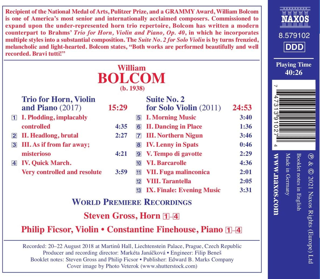 Steven Gross - Bolcom: Trio für Horn/Suite [Steven Gross; Philip Fiscor; Constantine Finehouse] [Audio-CD]