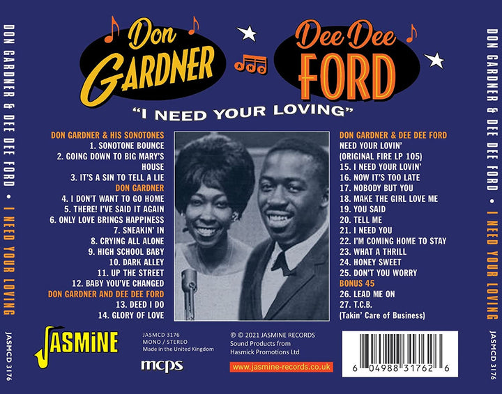 Don Gardner & Dee Dee Fo - I Need Your Loving 1954-1962 [Audio CD]