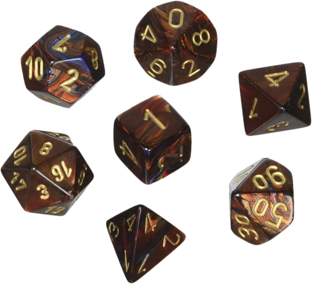 Chessex sagt: CHX27419 Skarabäus-Nüsse-Set: Blaues Blut/Gold (7), mehrfarbig, eins