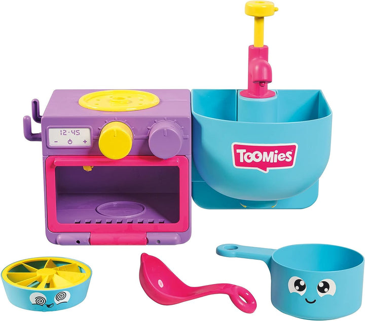 Toomies E73264 Bubble &amp; Bake Badezeit, Baby, Badekleinkinder, Seifenblasen-Spielzeug zum Thema Küche, 2-in-1-Set, Wasserspiel für Kinder, geeignet für 18 Monate und 2, 3 und 4 Jahre alte Jungen und Mädchen, mehrfarbig