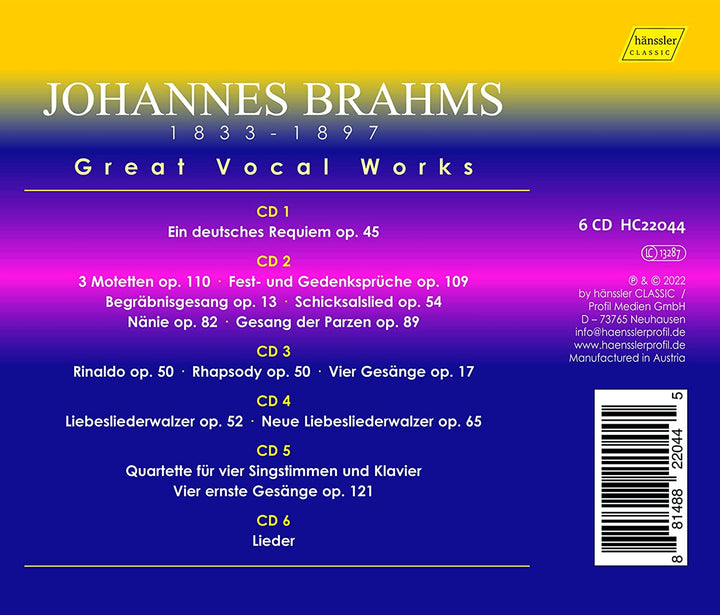 Donna Brown - Brahms: Great Vocal Works [Various] [Hanssler Classic: HC22044] [Audio CD]